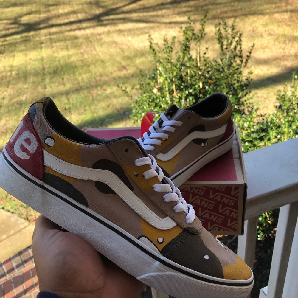 Custom supreme desert camo vans
